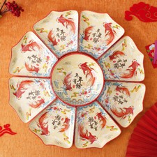 8+1 Pc Chinese new year Dinning Set Crockery Tableware Plates Bowl for family