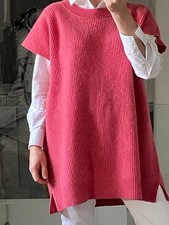 Two Danes Lagenlook Long Line Jumper 100% Lambswool Pink Size L/XL
