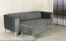 Special Offer Freya Upholstered Modern Sofa All Sizes & Fabrics Chrome Feet SALE