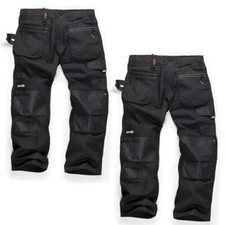 TWIN PACK Scruffs Trade Ripstop Holster Pocket Work Trousers Black - All Sizes