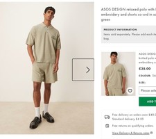 Size M this Men's ASOS DESIGN Relaxed Polo with Embroidery Sage Green FREE POST 