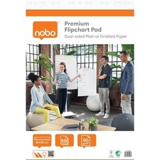 Nobo Premium Flipchart Pad 60x85cm Dual-Sided Plain or Gridded Paper 50 sheet 90