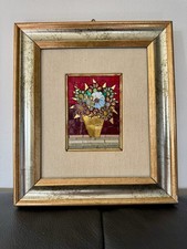 Beautiful original micro mosaic “Vaso Fiori” (Vase of Flowers), handmade in Rome
