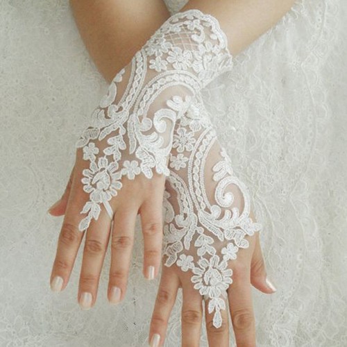 Women floral lace fingerless - lace,