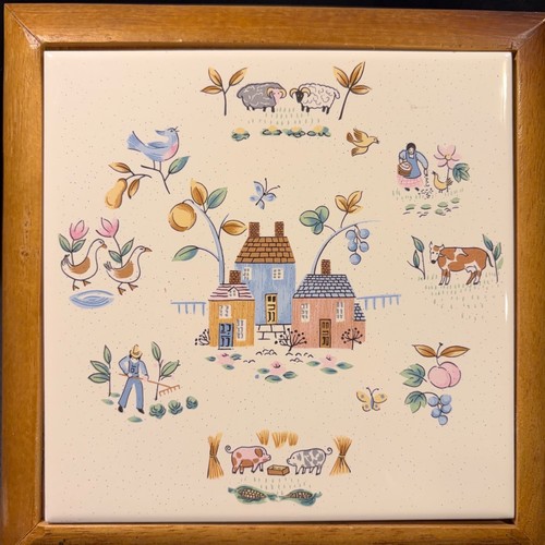 Vintage framed ceramic - vintage, art
