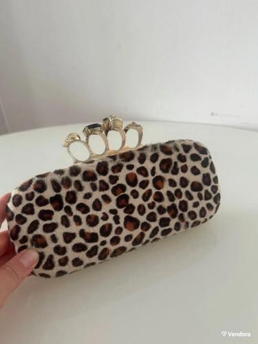 Leopard print clutch bag - clutch, skull
