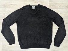 Marks And Spencer Extra Fine Lambswool V-Neck Jumper Grey Size Medium M Sweater 