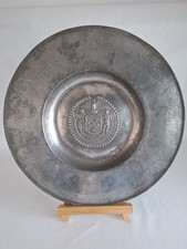 Large Vintage 17" Pewter Plate, 1664 Seal Of The City of New York