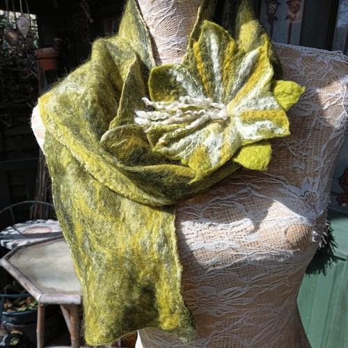 Hand made felted scarf deep - felted, in