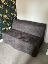 IKEA LYCKSELE LÖVÅS 2 seat sofa bed + premium double mattress + grey sofa cover