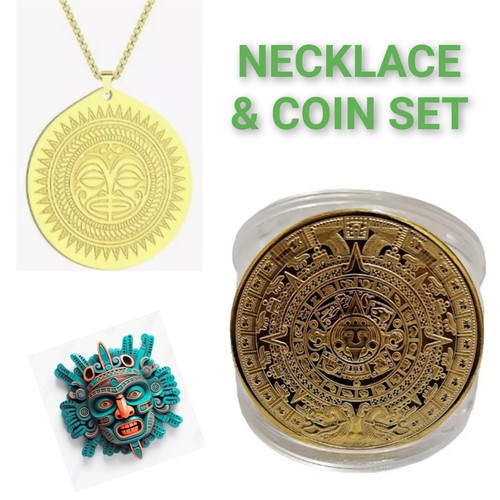 Mayan necklace coin - necklace, &