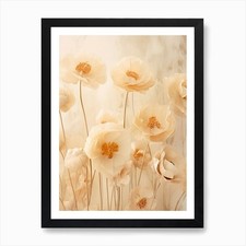 Boho Dried Flowers Buttercup 4 Art  Framed Wall Art Poster Canvas Print Picture