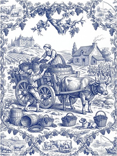 Tile mural grape harvest - tile, toile