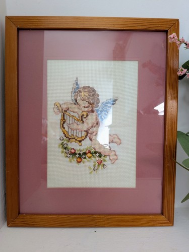 Vintage framed cherub angel - vintage,