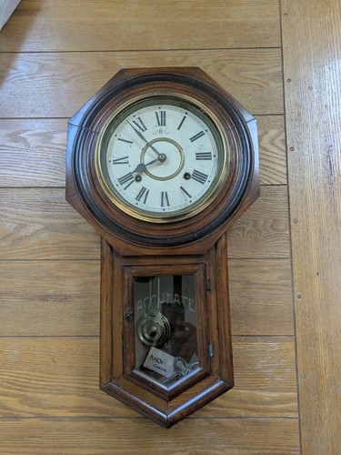 1890 wooden meiji wall clock - 1890,