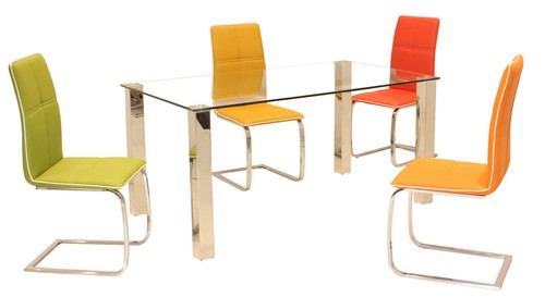 Leather chairs green orange - leather,