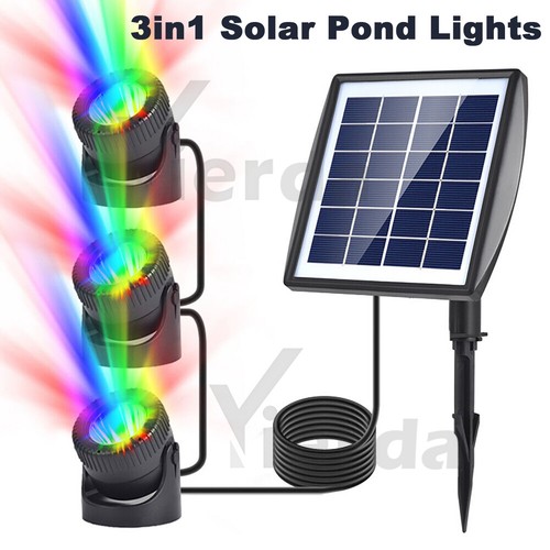 Solar pond lights - 3-in-1, rgb