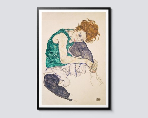 Seated woman with legs - with, drawn