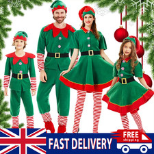 Kids Adults Christmas Elf Costume Cosplay Fancy Dress Xmas Santa Helper Outfit