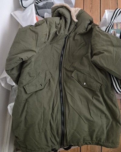 Zara khaki green faux - zara, fur