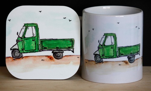 Piaggio ape mug and coaster - piaggio,
