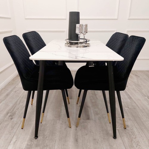 Titus black dining table - black,