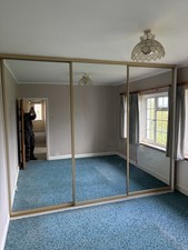 4 x Sliding Mirrored wardrobe doors and track