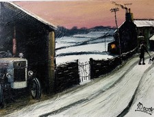 Original Oil Painting By James Downie Old David Browns Tractor 