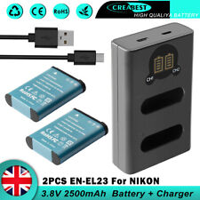 2PCS EN-EL23 Battery & Dual