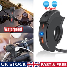 Dual Waterproof USB Port Motorbike Motorcycle Charger Socket Black Power Adapter