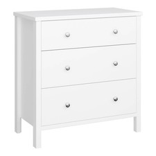 Valenca Chest of Drawers 3 Drawer Satin White MDF Wide (H)840 (W)800 (D)410mm