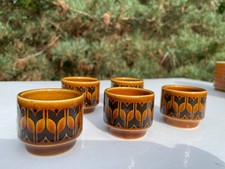 5 Vtg MCM 70s Mid Century Hornsea Pottery Heirloom Egg Cups honey brown black