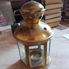 Etched Glass Brass Candle Lantern