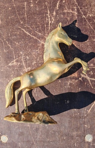 Vintage brass rearing horse - brass,
