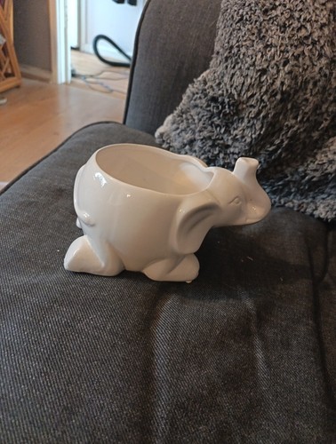 White ceramic elephant - ceramic, planter