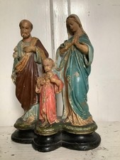 ~Antique Belgium Mary,Joseph & Jesus Solid Plaster Statue~