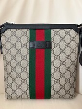 Gucci GG Supreme Canvas Beige Leather Messenger Bag used