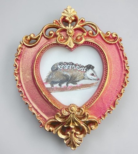 Opossum family mini - family, watercolor