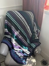 Hand Crocheted layered blanket  125x155cm