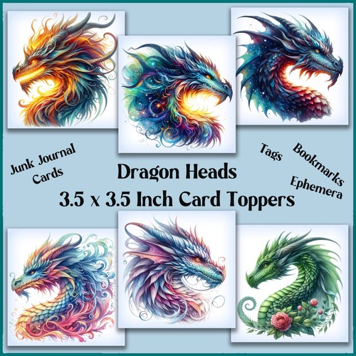 Dragon heads square card - square,