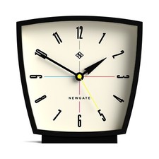 Newgate® Odyssey Mantel Clock Black Retro Trapezoid Multicolour Marker Dial