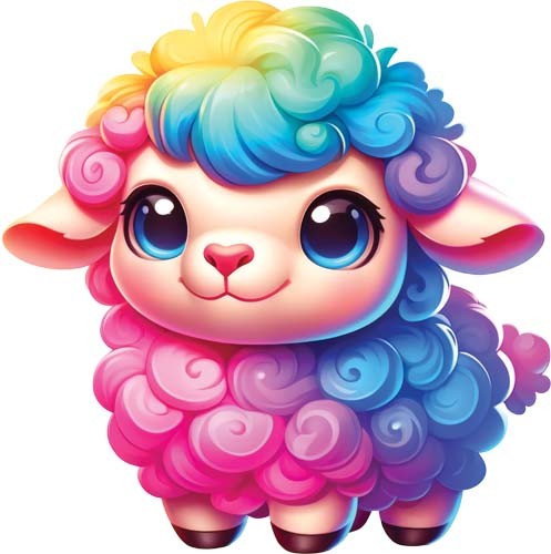 Colourful baby sheep - sheep, wall