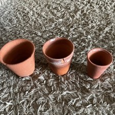 Three assorted sizes Terracotta Plant Pots 9, 8, 5cm Diameter 8.5, 9, 8cm Height