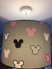 Mickey Minnie Lampshade Grey Pink White Black Handmade Disney Girls Bedroom Chil