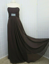 Kelsey Rose Maxi Dress UK 12 Chocolate Brown Strapless Beaded Flaws