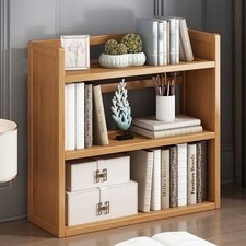 2-3 Tier Bookcase Display Shelving Desktop/Floor Stand Storage Unit Bamboo Rack