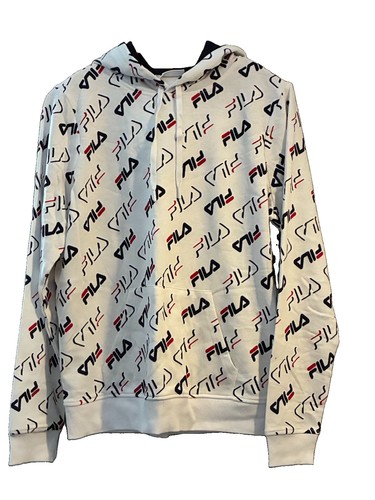 Fila white print hoodie - white,