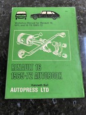 Renault 16 TL TS Workshop Manual Autopress (Not Haynes) 1965 - 1972 Hardback