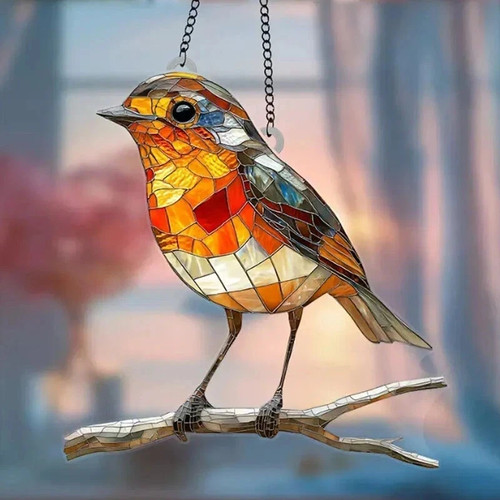 Large robin bird - on, twig