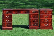  Regency Twin Pedestal Desk - Open Bookcase- Filing Cabinet
